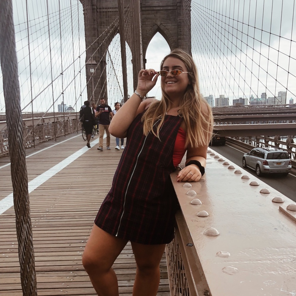 Plaid Overall Dress